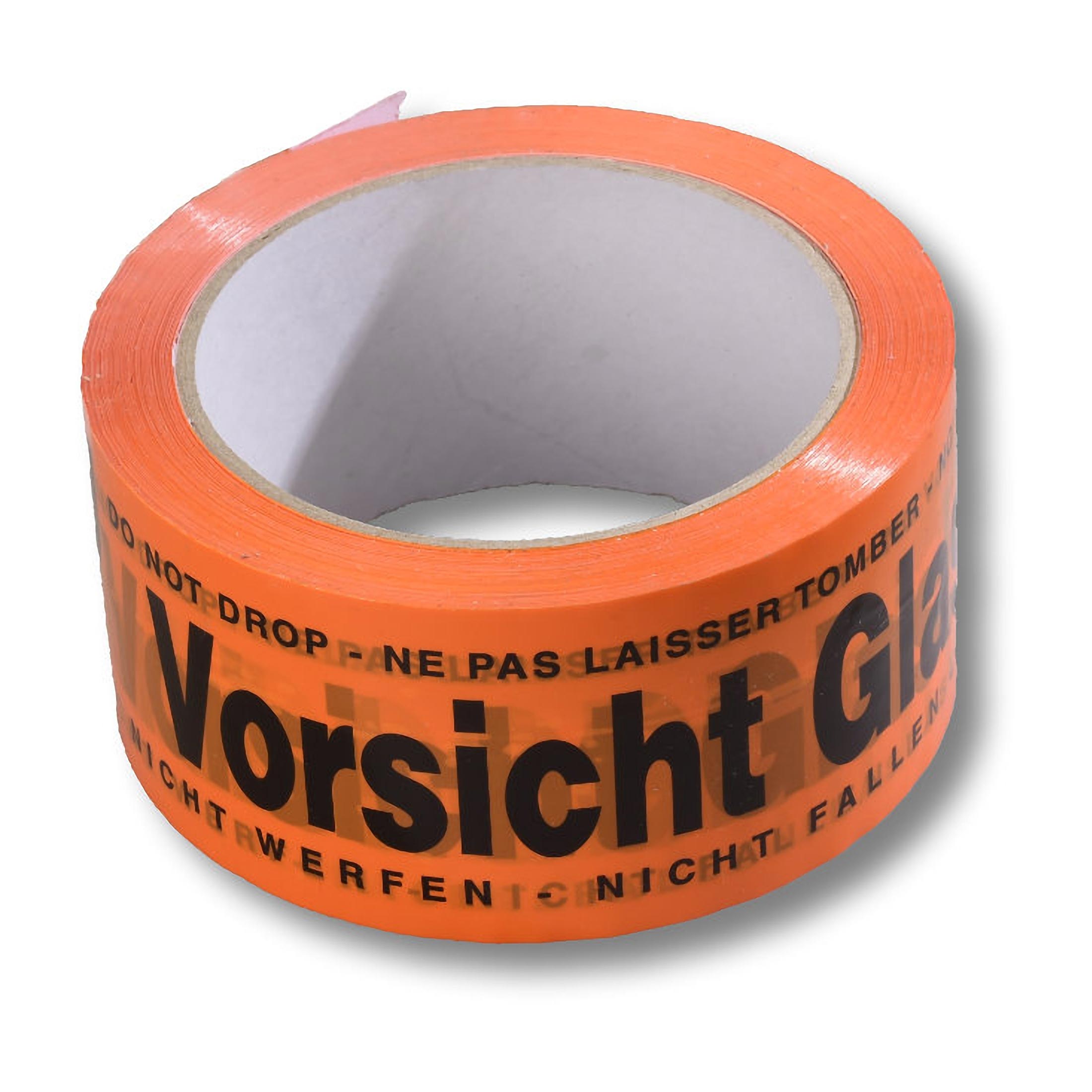 Warnklebeband Vorsicht Glas PP Acrylatkleber geruscharm 50mm x 66m