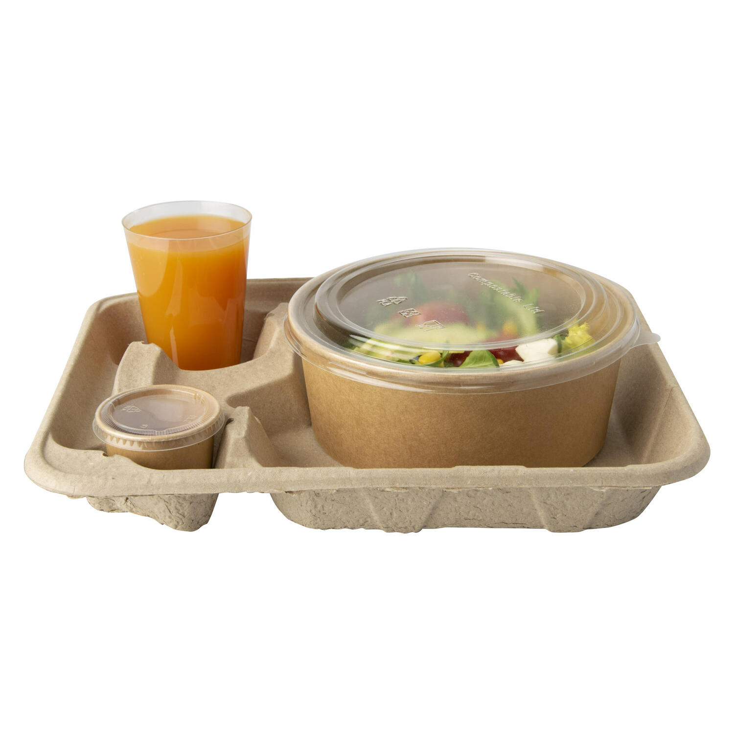 Tragetabletts Pappe To Go 4,7 x 26,6 x 33 cm fr 2 Becher + Mahlzeit, 100 Stk.