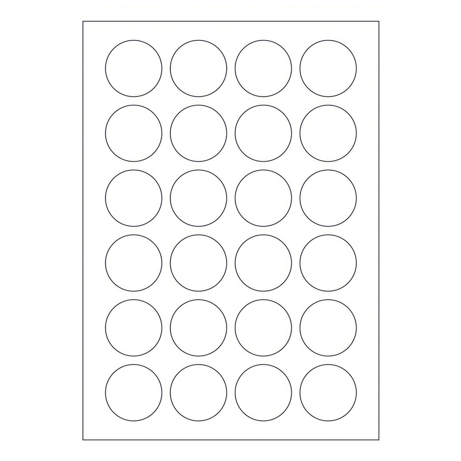 Etiketten Labels selbstklebend wei rund Durchmesser: 40mm auf DIN A4, 2400 Stk.